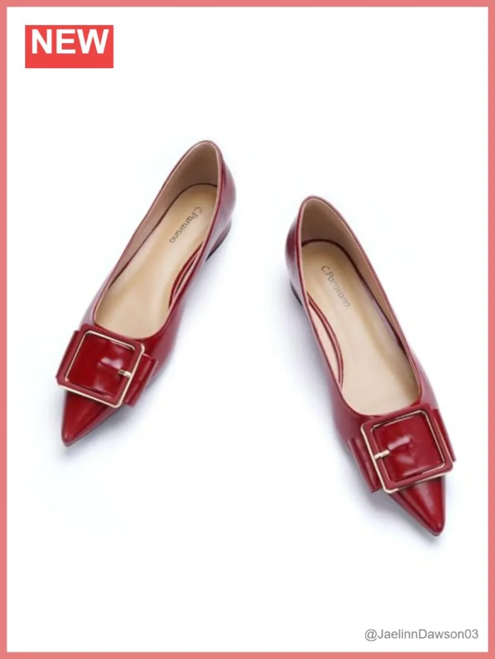 Lambskin Leather Pointed Toe Ballet Flats with Memory Insole